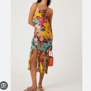 Anthropologie Asymmetrical One Shoulder Floral Dress